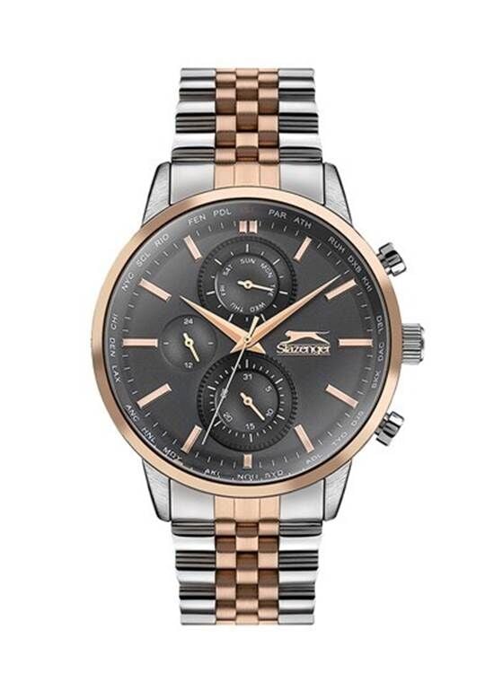 Slazenger SL.09.1843.2.01 Quartz Çelik Gri -Rose Gold Siyah Kadran 45 mm Erkek Kol Saati