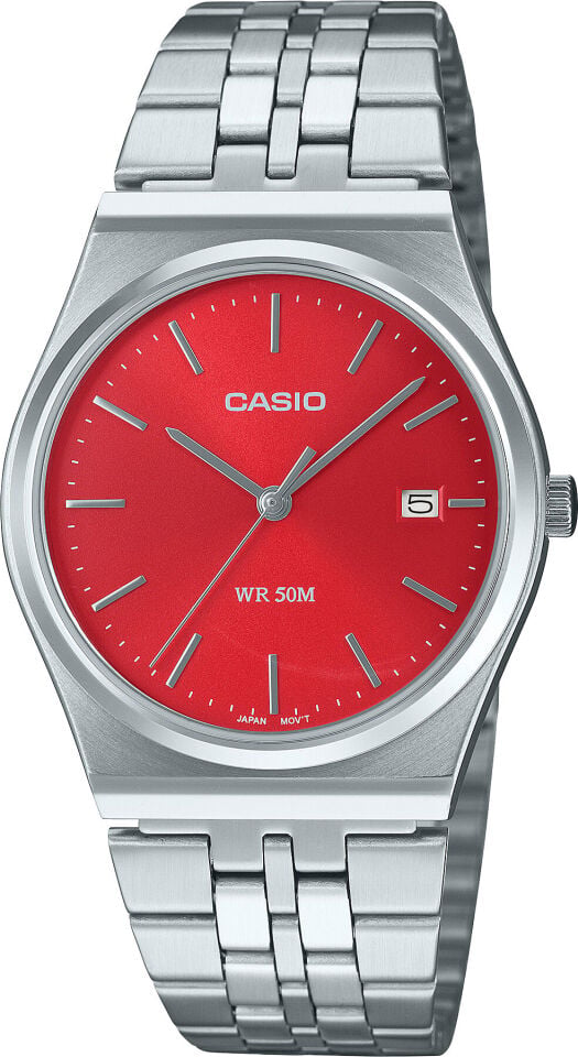 Casio MTP-B145D-4A2VDF Quartz Çelik Gri Kırmızı Kadran 35 mm Erkek Kol Saati