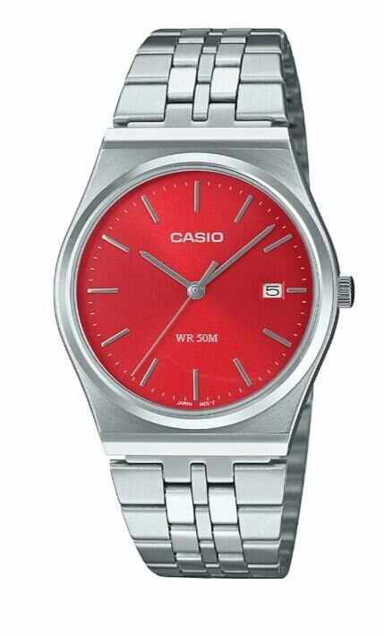 Casio MTP-B145D-4A2VDF Quartz Çelik Gri Kırmızı Kadran 35 mm Erkek Kol Saati