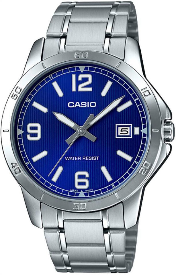 Casio MTP-V004D-2BUDF Quartz Çelik Gri Lacivert Kadran 42 mm Erkek Kol Saati
