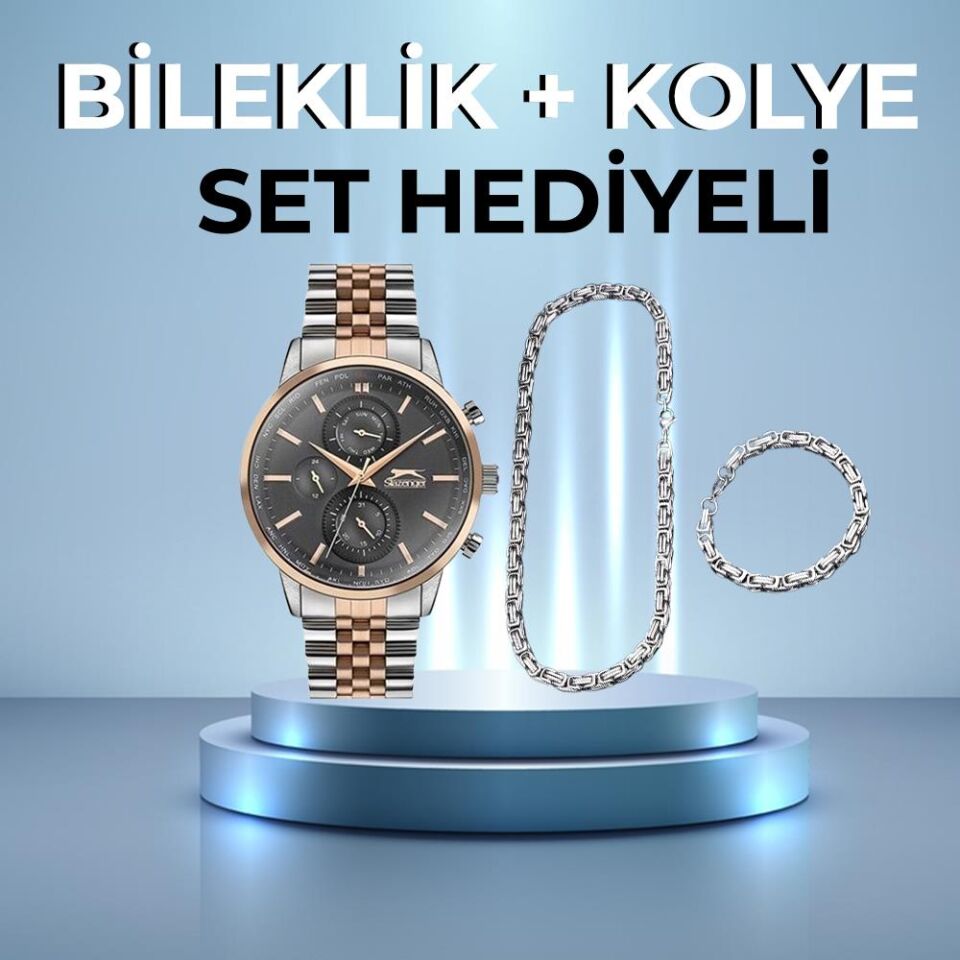 Slazenger SL.09.1843.2.03 Quartz Çelik Gri/Rose 45 mm Erkek Kol Saati