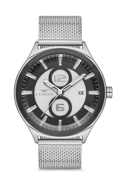 Ferro 43 mm Gümüş Hasır Kordon Erkek Kol Saati F11090C-J2 F11090C-J2