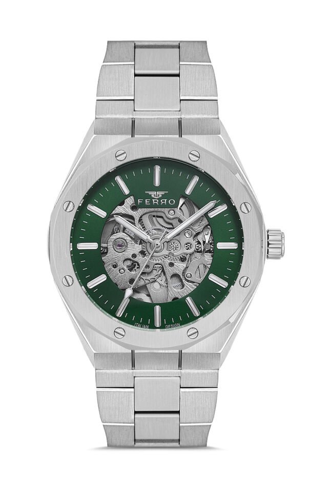 Ferro Gümüş Çelik Kordon Erkek Kol Saati F31538AWT-A6 3ATM Su Geçirmez 2 Yıl Garantili HediyePaketli