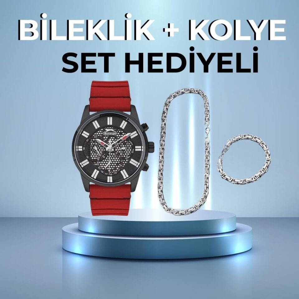 Slazenger SL.09.1939.2.03 Quartz Silikon Kırmızı 46 mm Erkek Kol Saati
