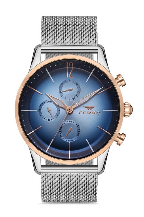 Ferro 43 mm Gümüş Hasır Kordon Erkek Kol Saati FM11039C-E3 FM11039C-E3