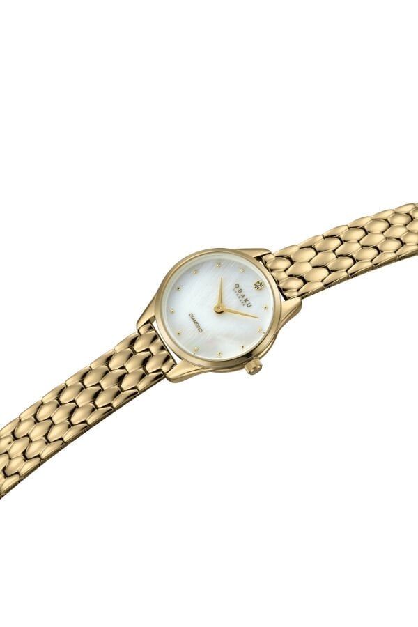 Obaku Denmark V297SXGWSG Quartz Çelik Altın Rengi Sedef Kadran Safir Cam 24 mm Kadın Kol Saati