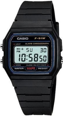 CASIO F-91W-1DG Analog/Dijital Siyah Silikon 33 mm Erkek Kol Saati