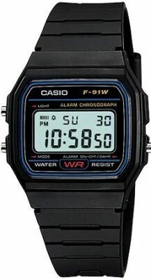 CASIO F-91W-1DG Analog/Dijital Siyah Silikon 33 mm Erkek Kol Saati