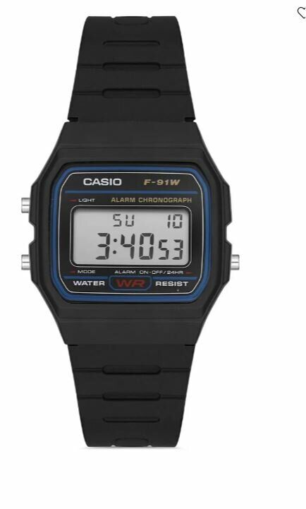 CASIO F-91W-1DG Analog/Dijital Siyah Silikon 33 mm Erkek Kol Saati