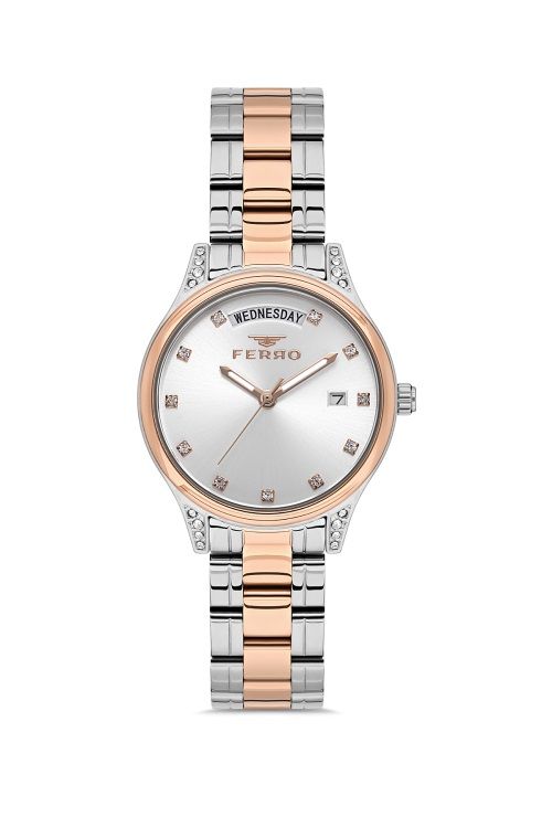 Ferro FL21439A-E Quartz Çelik Rose/Gri 31 mm Kadın Kol Saati