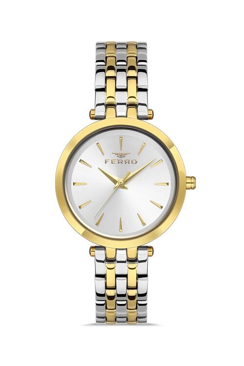 Ferro FL21331A-D Çelik Gold/Metalik Gri 34 mm Kadın Kol Saati