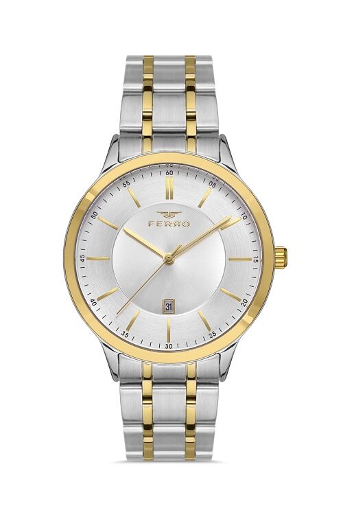Ferro F11333A-D Çelik Gold/Metalik Gri 42 mm Erkek Kol Saati