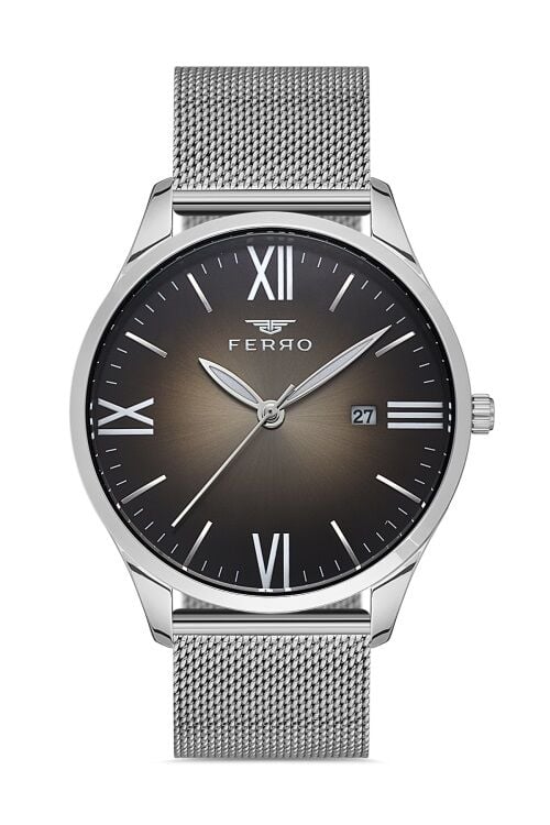 Ferro 44 mm Gümüş Hasır Kordon Erkek Kol Saati F11212C-A2 F11212C-A2