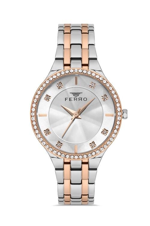 Ferro FL21467A-E Quartz Çelik Rose/Gri 35 mm Kadın Kol Saati