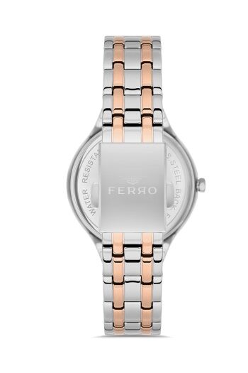 Ferro FL21467A-E Quartz Çelik Rose/Gri 35 mm Kadın Kol Saati