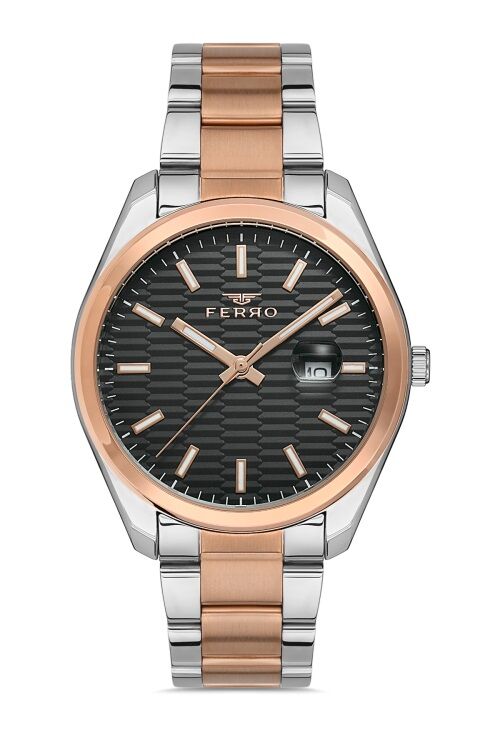 Ferro 41 mm Rose ve Gümüş Çelik Kordon Erkek Kol Saati F11227A-E2 F11227A-E2