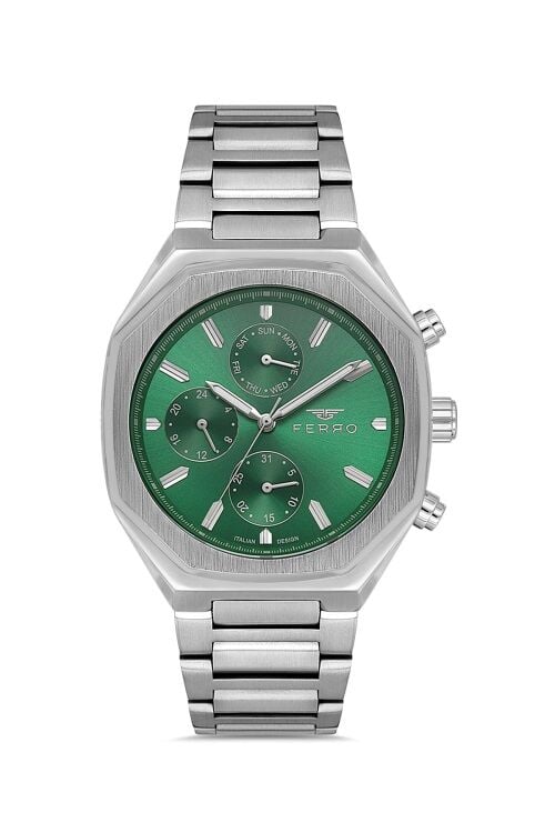Ferro Gümüş Çelik Kordon Erkek Kol Saati FM11522AWT-A6 Fonksiyonları Aktif 3ATM Su Geçirmez