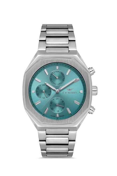 Ferro Gümüş Çelik Kordon Erkek Kol Saati FM11522AWT-A15 Fonksiyonları Aktif 3ATM Su Geçirmez