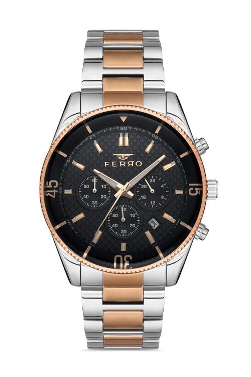 Ferro Rose ve Gümüş Çelik Kordon Erkek Kol Saati FM31920A-E