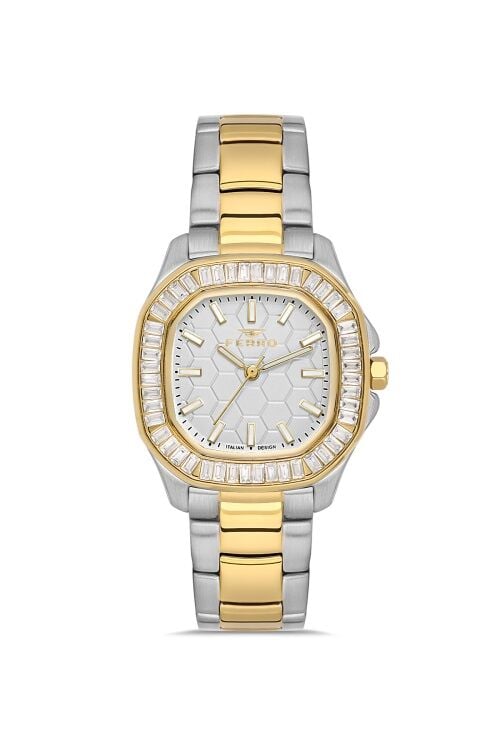 Ferro FL43008A-D Quartz Çelik Altın/Gri 31 mm Kadın Kol Saati