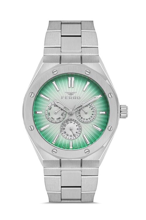 Ferro Gümüş Çelik Kordon Erkek Kol Saati FM11537AWT-A6 Fonksiyonları Aktif 3ATM Su Geçirmez