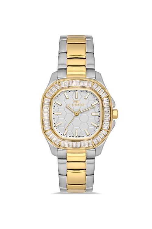 Ferro FL43008A-D Quartz Çelik Altın/Gri 31 mm Kadın Kol Saati