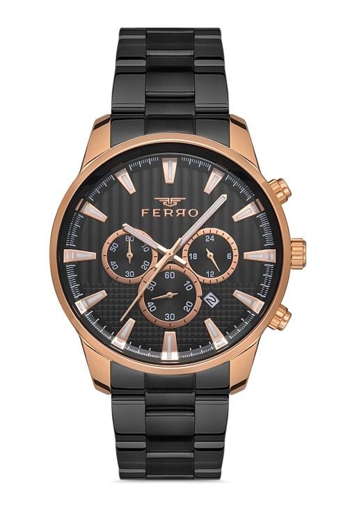 Ferro 45 mm Siyah Çelik Kordon Erkek Kol Saati FM31233A-R FM31233A-R