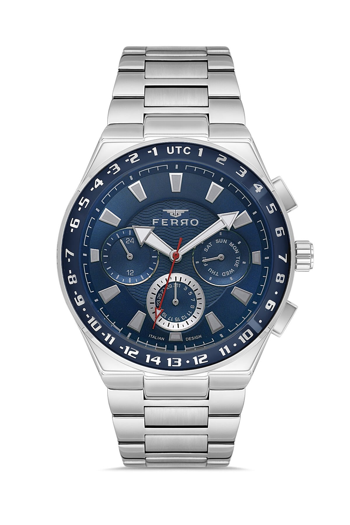 Ferro Gümüş Çelik Kordon Erkek Kol Saati FM11594A-A3 Fonksiyonları Aktif 3 ATM Su Geçirmez