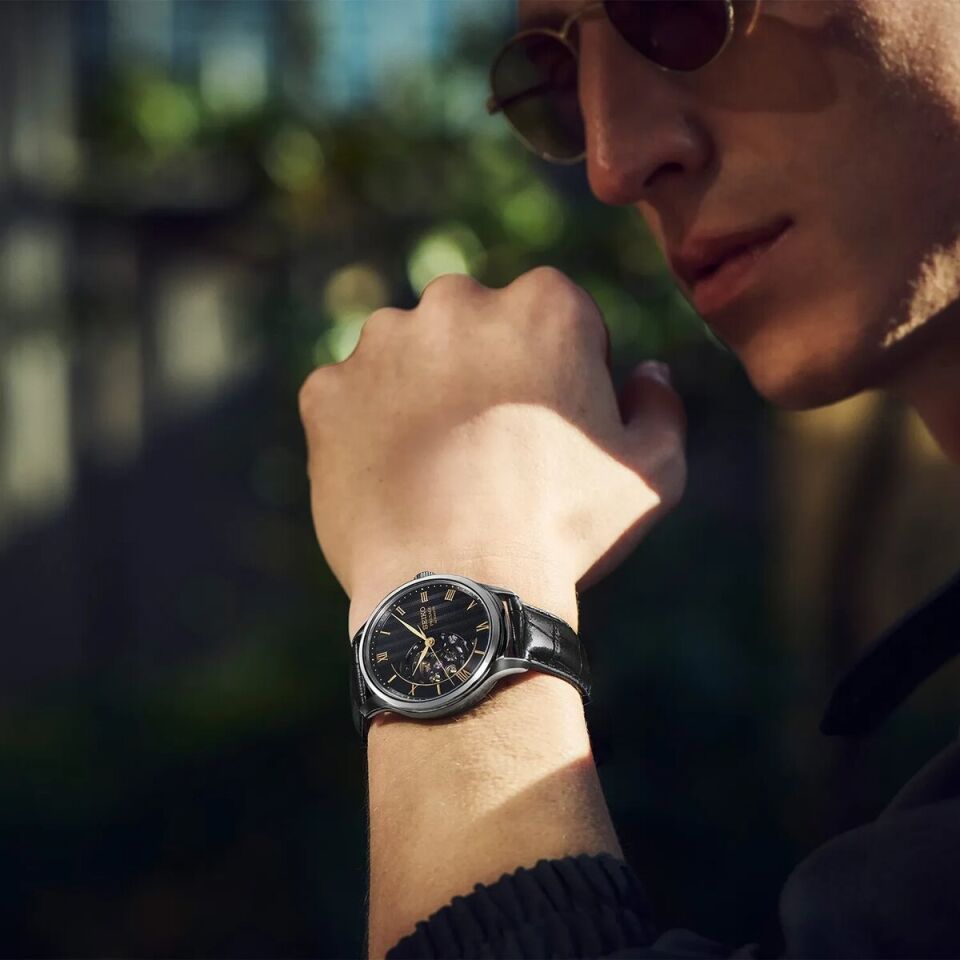 Seiko HCB008J1 Otomatik Deri Siyah Safir 42 mm Erkek Kol Saati