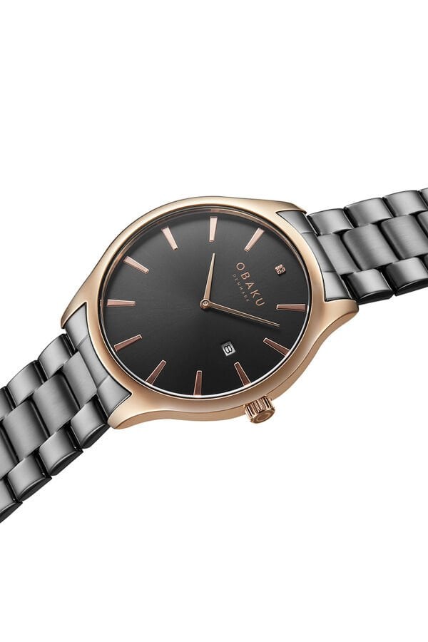 Obaku Denmark V266GDVBSB-DD Quartz Çelik Siyah Safir Cam 42 mm Erkek Kol Saati