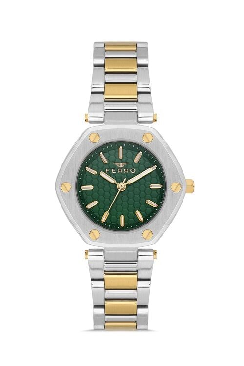 Ferro Sarı ve Gümüş Çelik Kordon Kadın Kol Saati FL43006A-D6 3ATM Su Geçirmez 2 Yıl Garantili