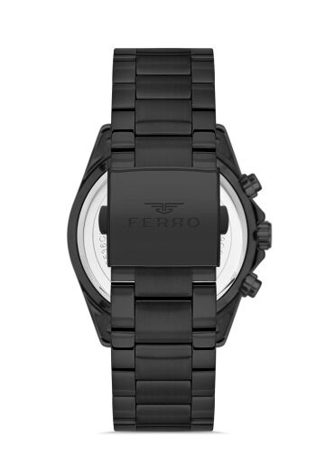 Ferro Siyah Çelik Kordon Erkek Kol Saati FM11541AWT-R Fonksiyonları Aktif 3ATM Su Geçirmez