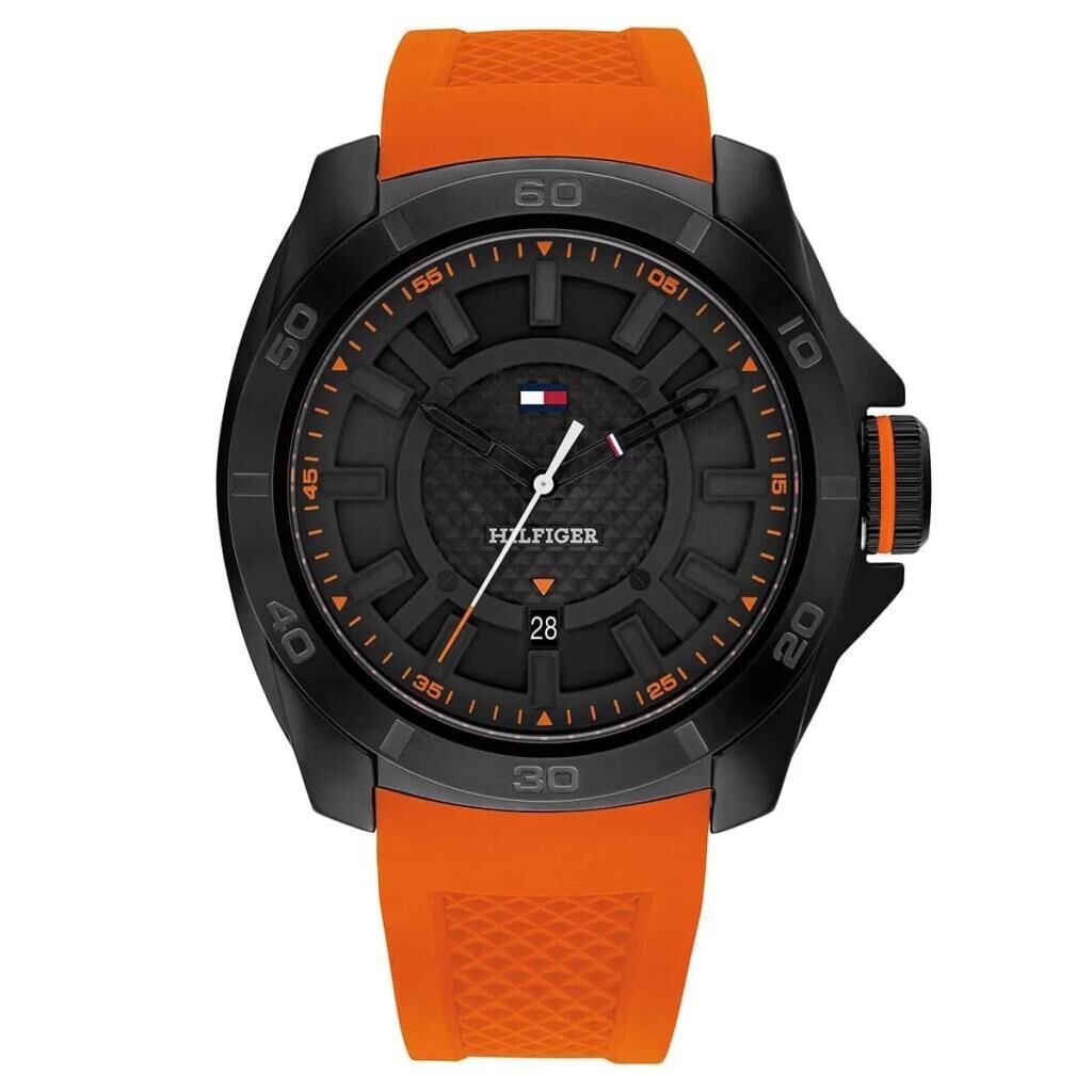 Tommy Hilfiger TH1792136 Quartz Silikon Turuncu Siyah Kadran 49 mm Erkek Kol Saati