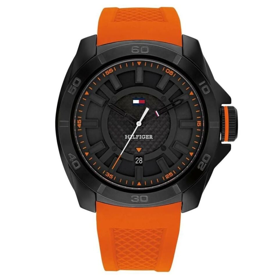 Tommy Hilfiger TH1792136 Quartz Silikon Turuncu Siyah Kadran 49 mm Erkek Kol Saati