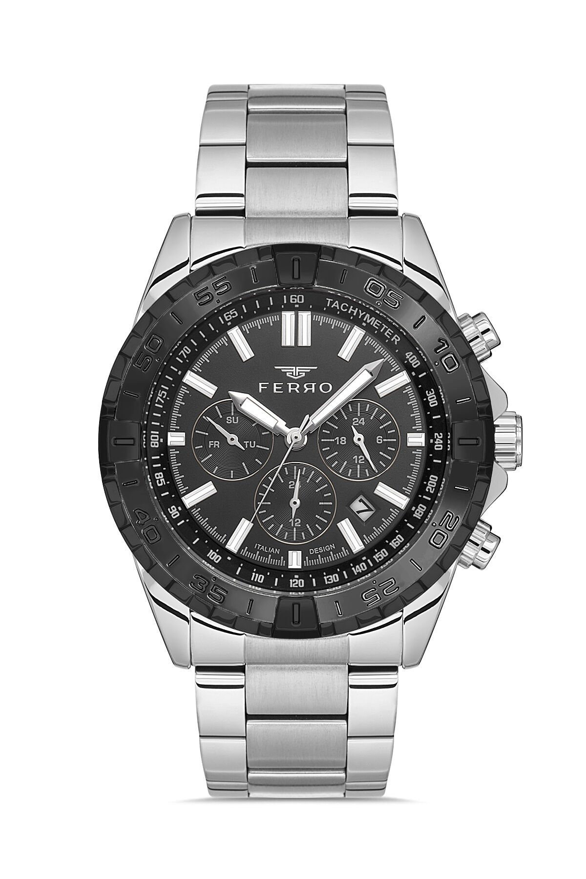 Ferro Gümüş Çelik Kordon Erkek Kol Saati FM11541AWT-J2 Fonksiyonları Aktif 3ATM Su Geçirmez