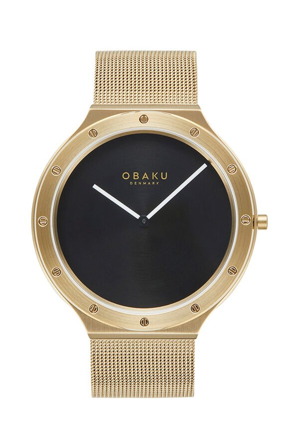 Obaku Denmark V285GXGBMG Quartz Hasır Altın Rengi Siyah Kadran 42 mm Erkek Kol Saati