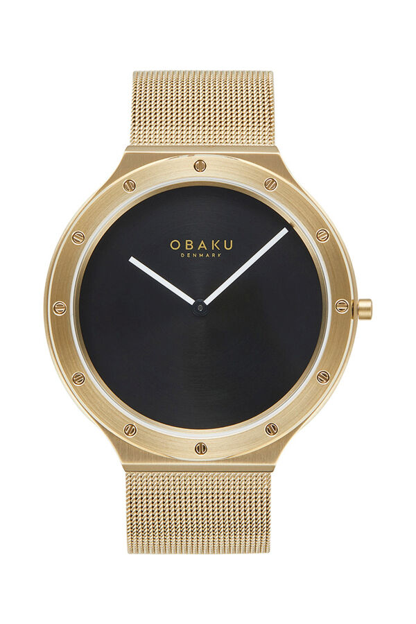 Obaku Denmark V285GXGBMG Quartz Hasır Altın Rengi Siyah Kadran 42 mm Erkek Kol Saati