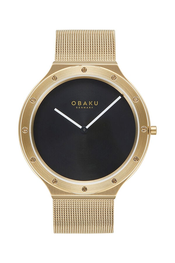 Obaku Denmark V285GXGBMG Quartz Hasır Altın Rengi Siyah Kadran 42 mm Erkek Kol Saati
