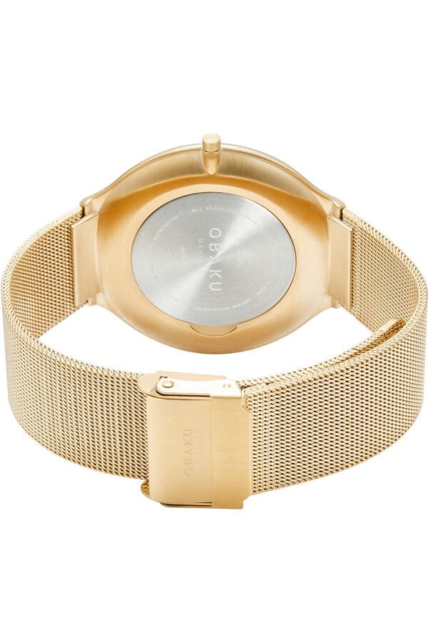 Obaku Denmark V285GXGBMG Quartz Hasır Altın Rengi Siyah Kadran 42 mm Erkek Kol Saati