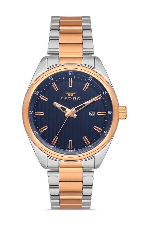 Ferro 42 mm Rose ve Gümüş Çelik Kordon Erkek Kol Saati F11240A-E3 F11240A-E3
