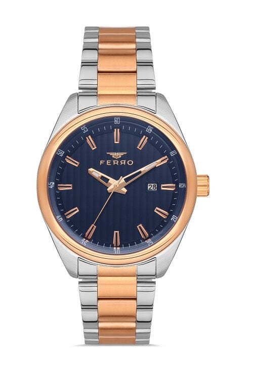 Ferro 42 mm Rose ve Gümüş Çelik Kordon Erkek Kol Saati F11240A-E3 F11240A-E3