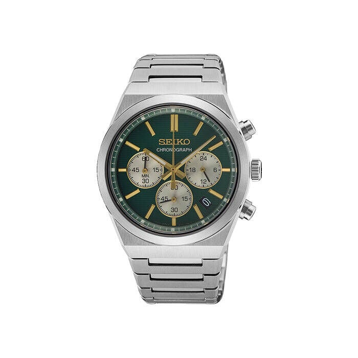 Seiko SSB461P Quartz Çelik Gri Yeşil Kadran Safir Cam 10 ATM 40 mm Erkek Kol Saati