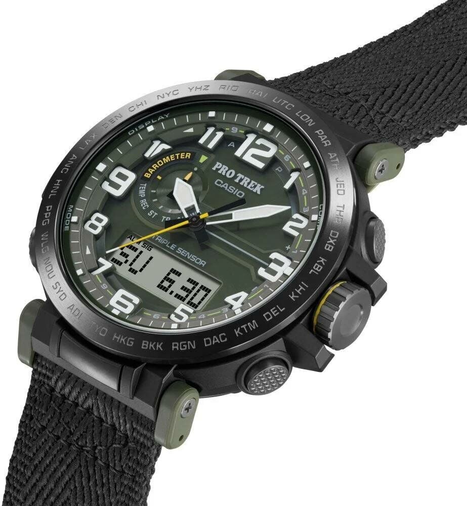 Casio Pro Trek CAS.PRG-601YB-3DR Quartz Nato Siyah Yeşil Kadran 10 ATM 52 mm Erkek Kol Saati