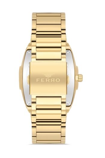 Ferro Sarı Çelik Kordon Erkek Kol Saati FM11437A-B6 Fonksiyonları Aktif 3ATM Su Geçirmez HediyePaket