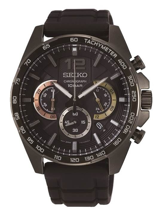 Seiko SSB349P Quartz Silikon Siyah Hardlex Kristal 10 ATM 44 mm Erkek Kol Saati