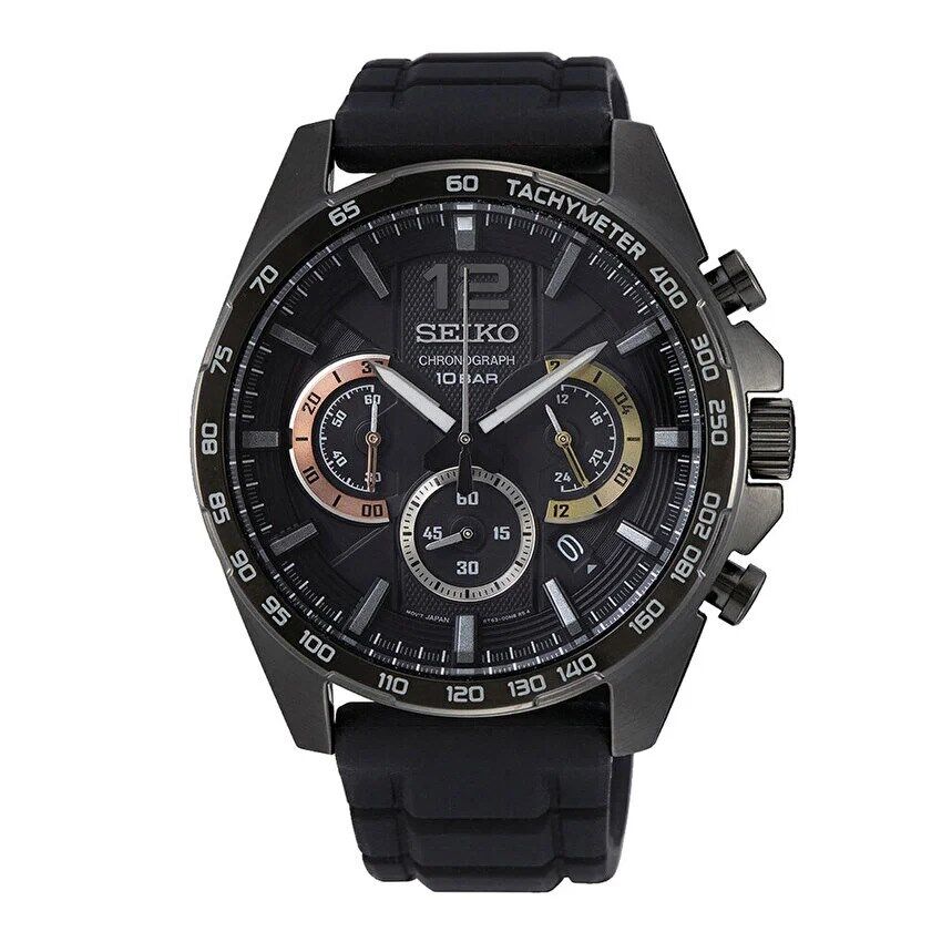 Seiko SSB349P Quartz Silikon Siyah Hardlex Kristal 10 ATM 44 mm Erkek Kol Saati