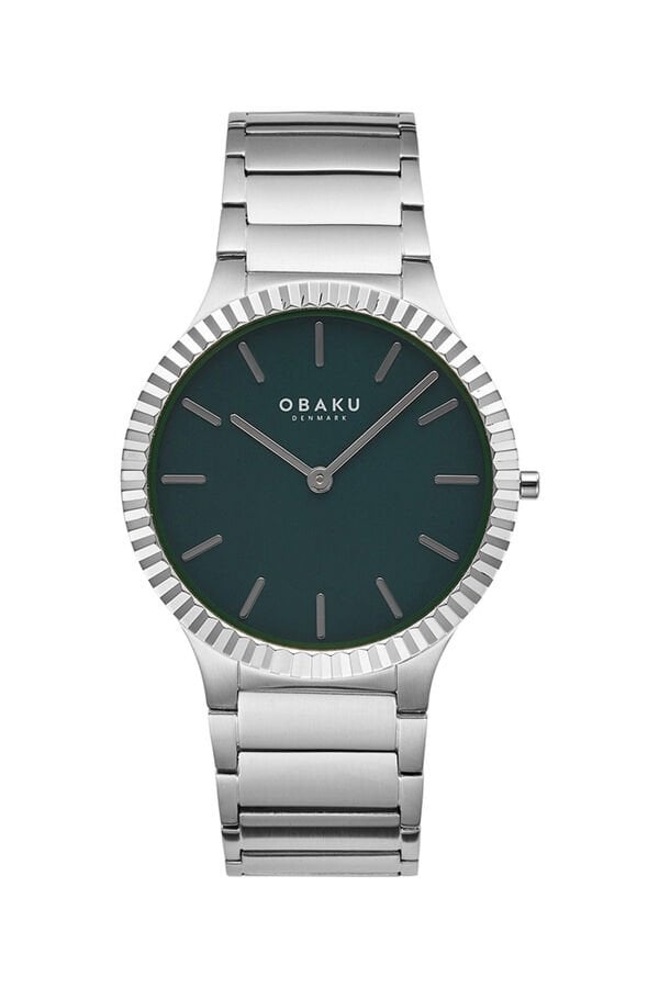 Obaku Denmark V292GXCESC Quartz Çelik Gri Yeşil Kadran 40 mm Erkek Kol Saati