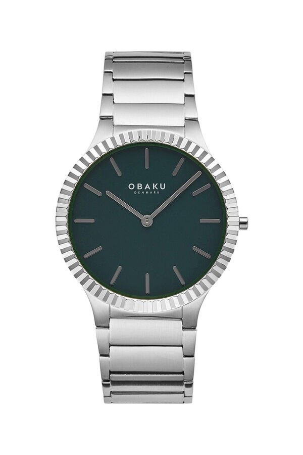 Obaku Denmark V292GXCESC Quartz Çelik Gri Yeşil Kadran 40 mm Erkek Kol Saati