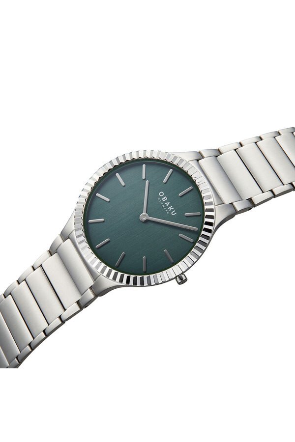 Obaku Denmark V292GXCESC Quartz Çelik Gri Yeşil Kadran 40 mm Erkek Kol Saati