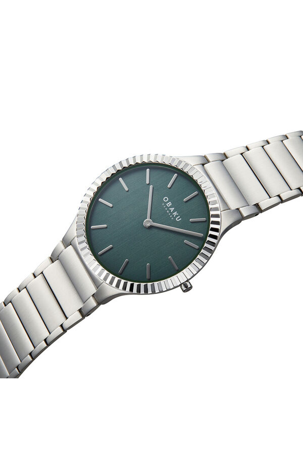 Obaku Denmark V292GXCESC Quartz Çelik Gri Yeşil Kadran 40 mm Erkek Kol Saati